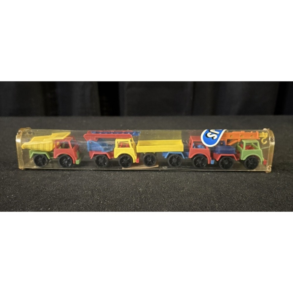 Vintage BAJS Poland Construction Truck Toy Set of 4 Plastic Trucks 1970 Sealed